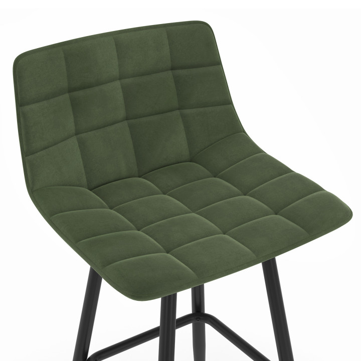 Lot de 4 tabourets de bar MADY en velours vert