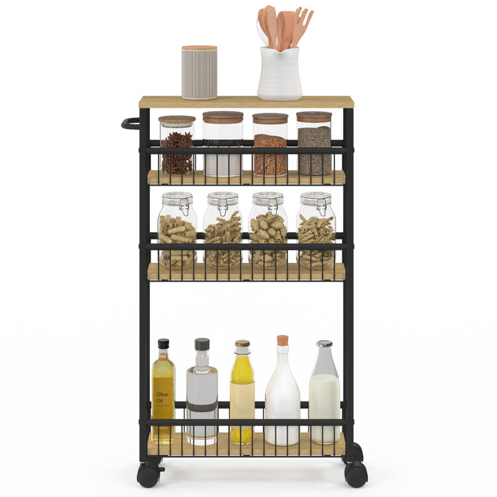 Credenza salvaspazio DETROIT, 4 livelli su rotelle, design industriale