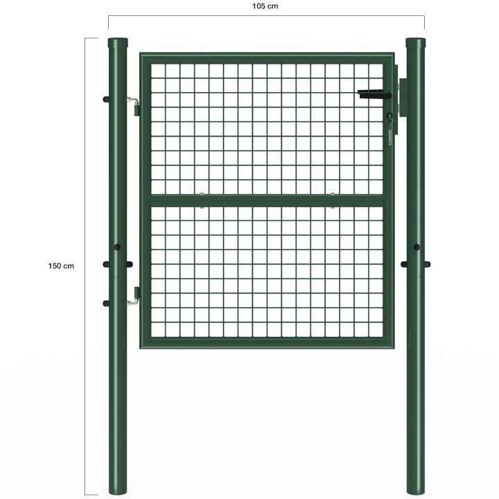 Gartentor 105 x 100 cm aus Stahl mit Schloss und Griff grün | IdMarket