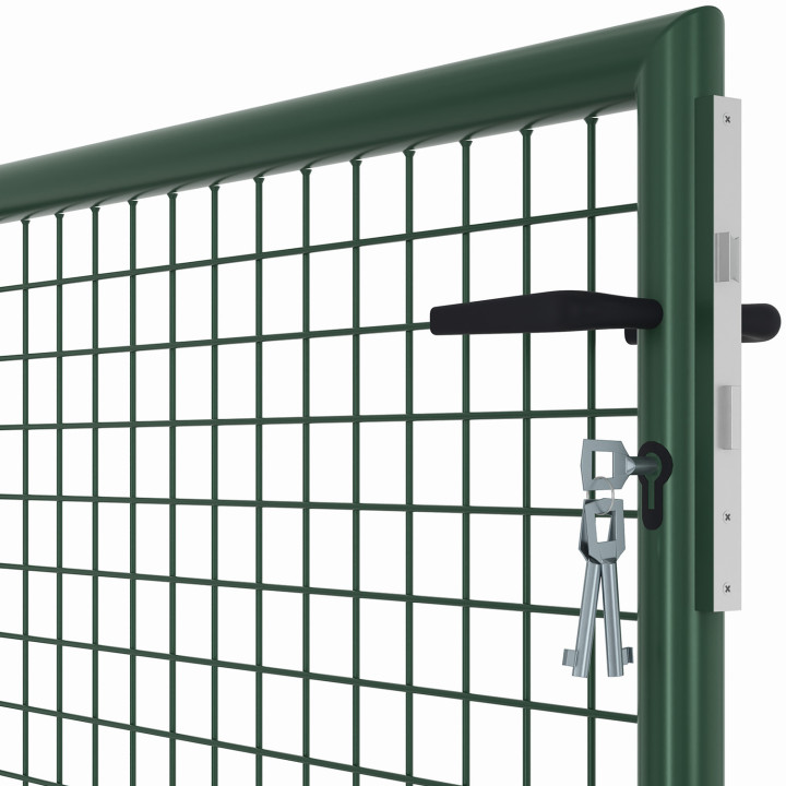 Puerta de jardín de acero de 105 x 100 cm con cerradura y asa verde | IdMarket