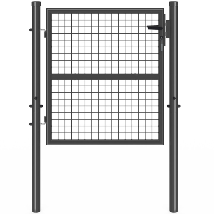 Cancello da giardino in acciaio 105 x 100 cm con serratura e maniglia, grigio antracite | IdMarket