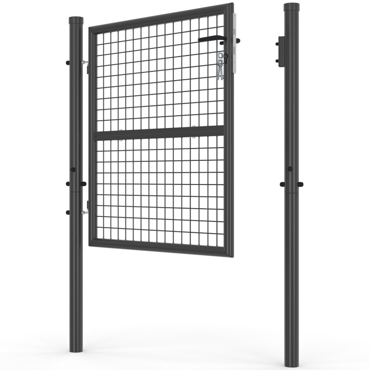 Puerta de jardín de acero de 105 x 100 cm con cerradura y manilla, gris antracita | IdMarket