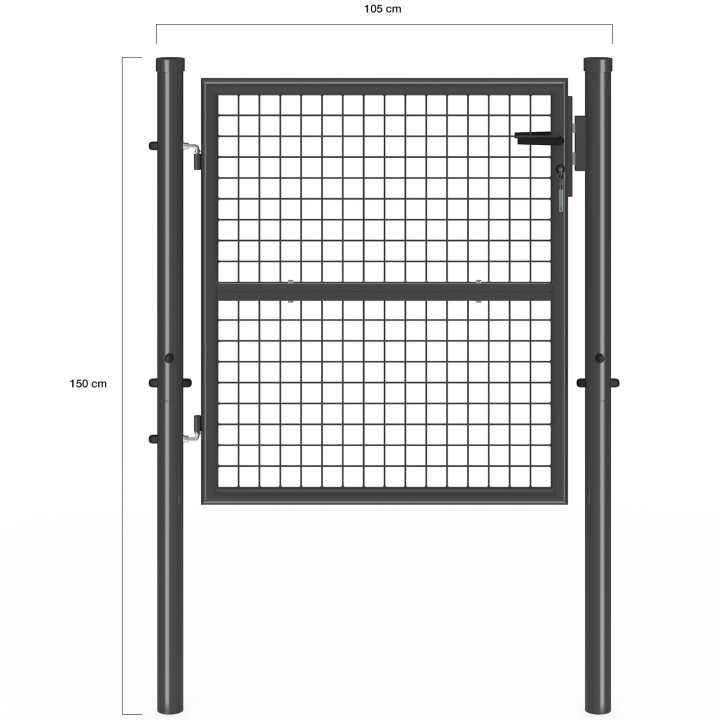Gartentür 105 x 100 cm aus Stahl mit Schloss und Griff anthrazitgrau | IdMarket