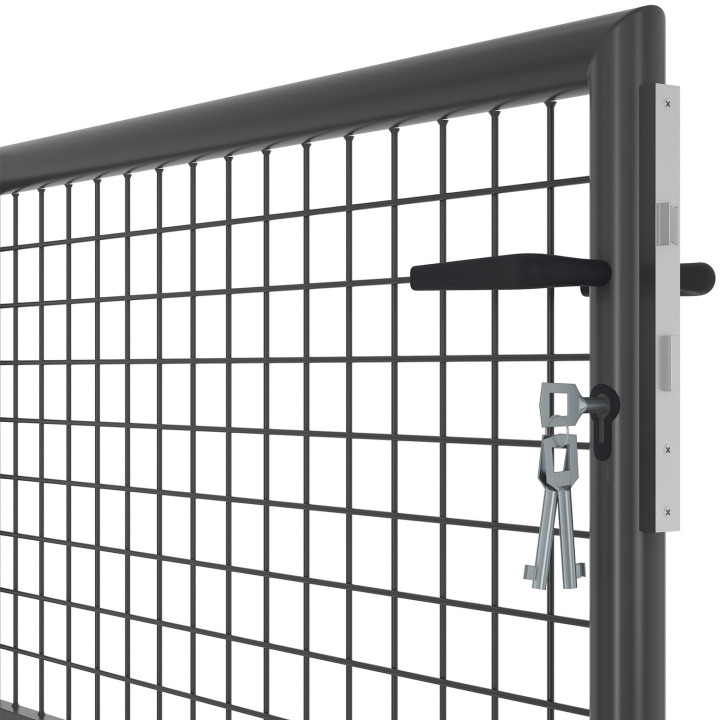 Puerta de jardín de acero de 105 x 100 cm con cerradura y manilla, gris antracita | IdMarket