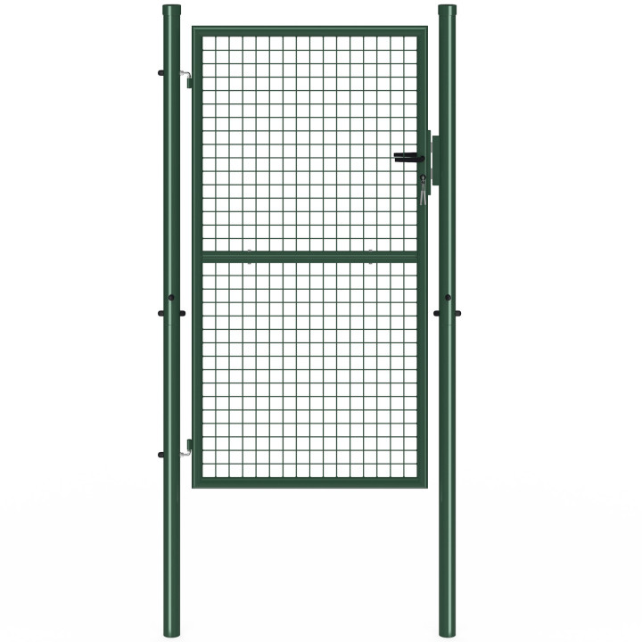 Puerta de jardín de acero de 105 x 175 cm con cerradura y asa verde | IdMarket