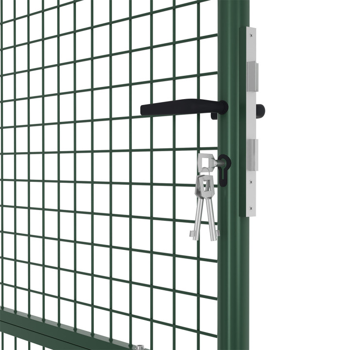 Cancello da giardino in acciaio 105 x 175 cm con serratura e maniglia verde | IdMarket