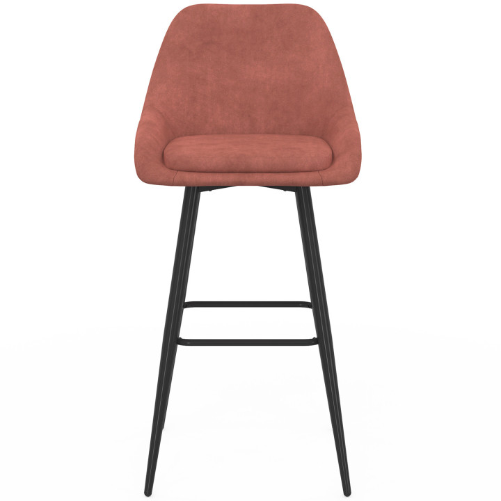 Juego de 4 taburetes de bar de terciopelo terracota con medio reposabrazos - THALYA | IdMarket