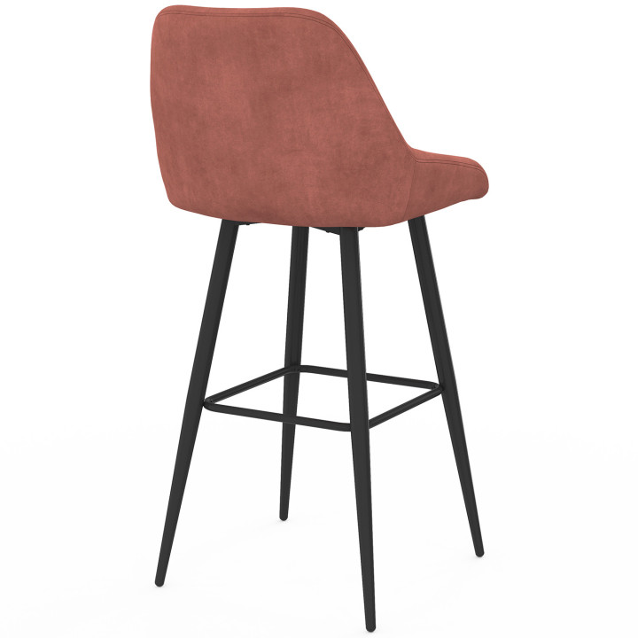 Set van 4 terracotta fluwelen barkrukken met halve armleuningen - THALYA | IdMarket