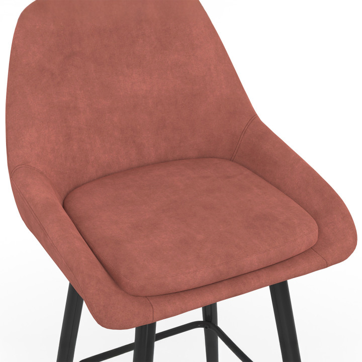 Set van 4 terracotta fluwelen barkrukken met halve armleuningen - THALYA | IdMarket