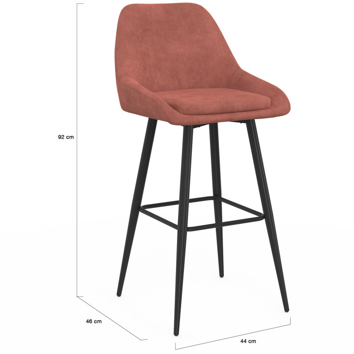 Set di 4 sgabelli da bar in velluto terracotta con mezzi braccioli - THALYA | IdMarket