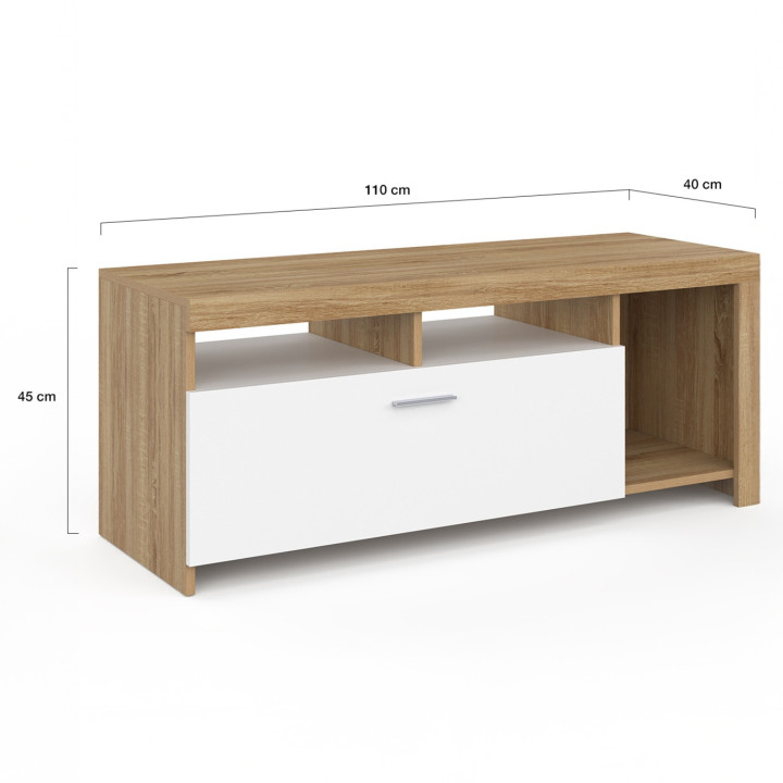 Porta TV economico in legno con armadio bianco - MALO | ID Market