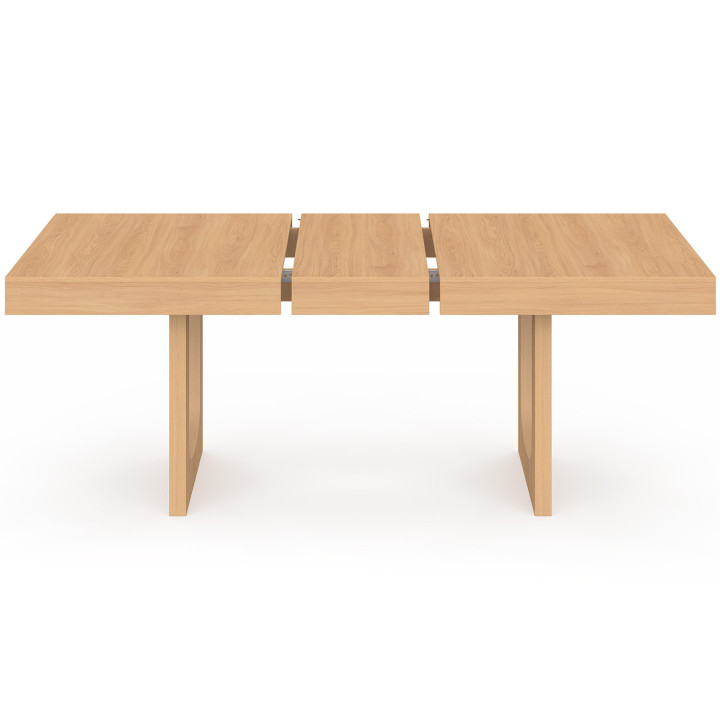 Table à manger extensible rectangle ALOISE 4-8 personnes pied arc bois effet hêtre 160-200 cm