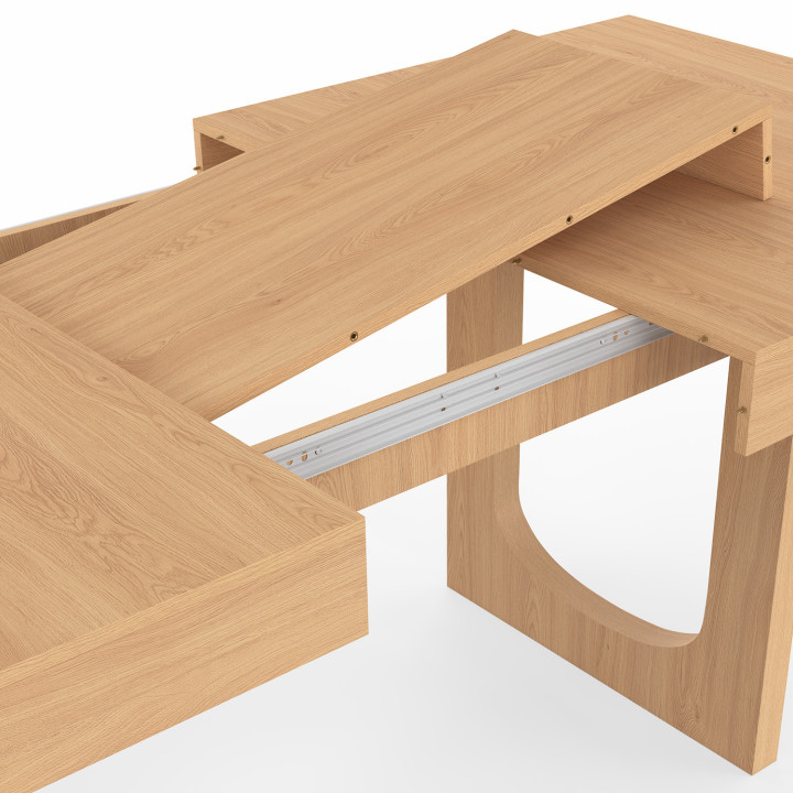 Ausziehbarer Esstisch Rechteck ALOISE 4-8 Personen Bogenfuß Holz Effekt Buche 160-200 cm