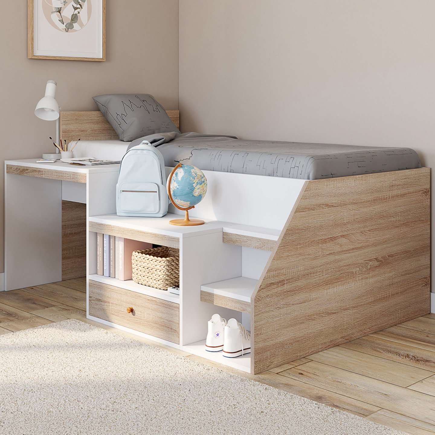 Lit combiné 90x190 cm CASTELLO pas cher - Avis et prix en promo