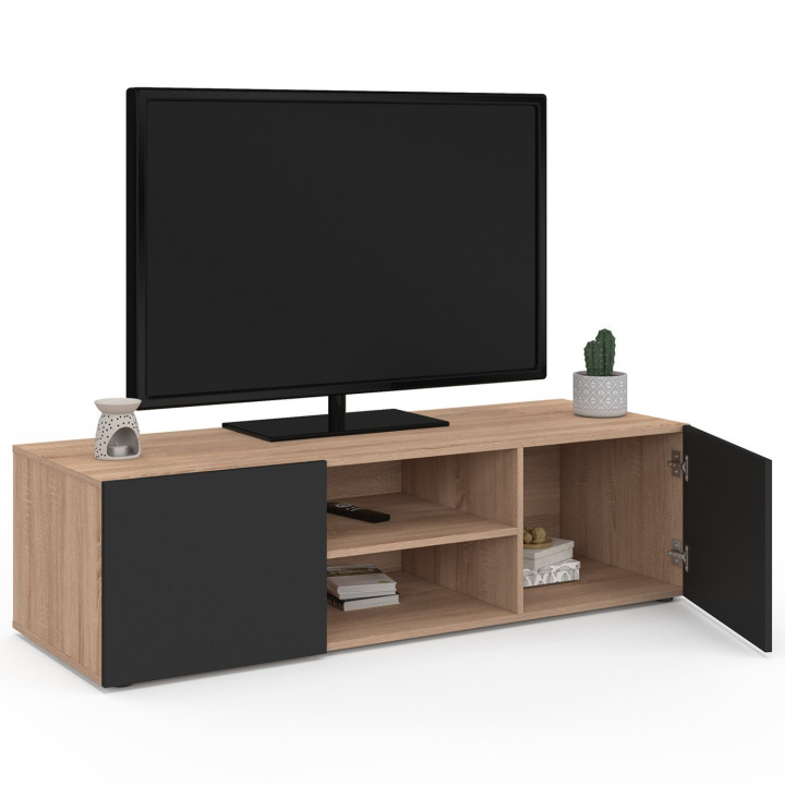 Porta TV moderno in legno e nero da 113 cm - ELI | ID Market