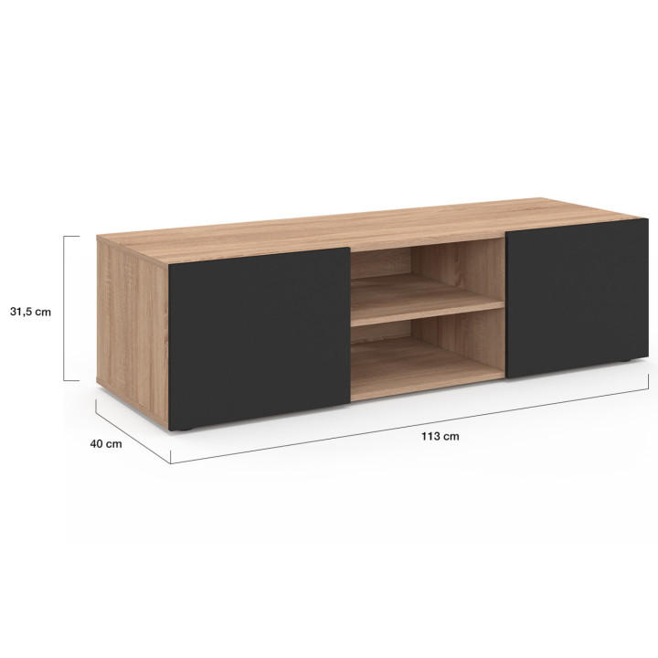 Soporte de TV moderno de madera y negro de 113 cm - ELI | ID Market