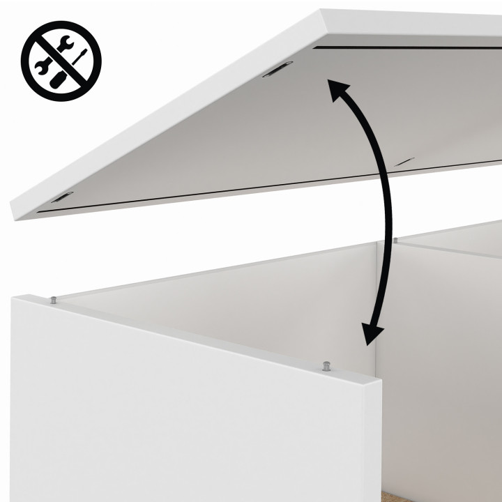 Buffet d'appoint 70 cm EASY montage facile sans outils 3 étagères et 1 portes coulissante réversible blanc et bois