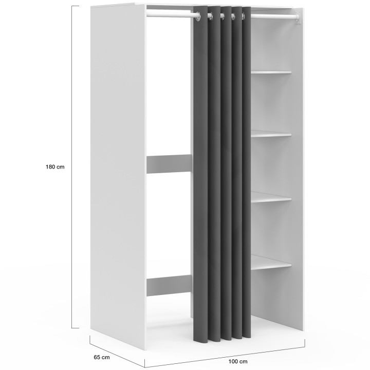 Meuble de buanderie double machine à laver avec rideau coulissant WALLIS blanc