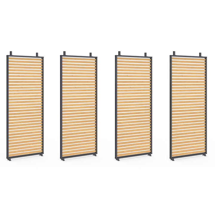 Pergola edition collector persienne horizontales 3x4 M effet bois avec toit rétractable et 4 pans modulables