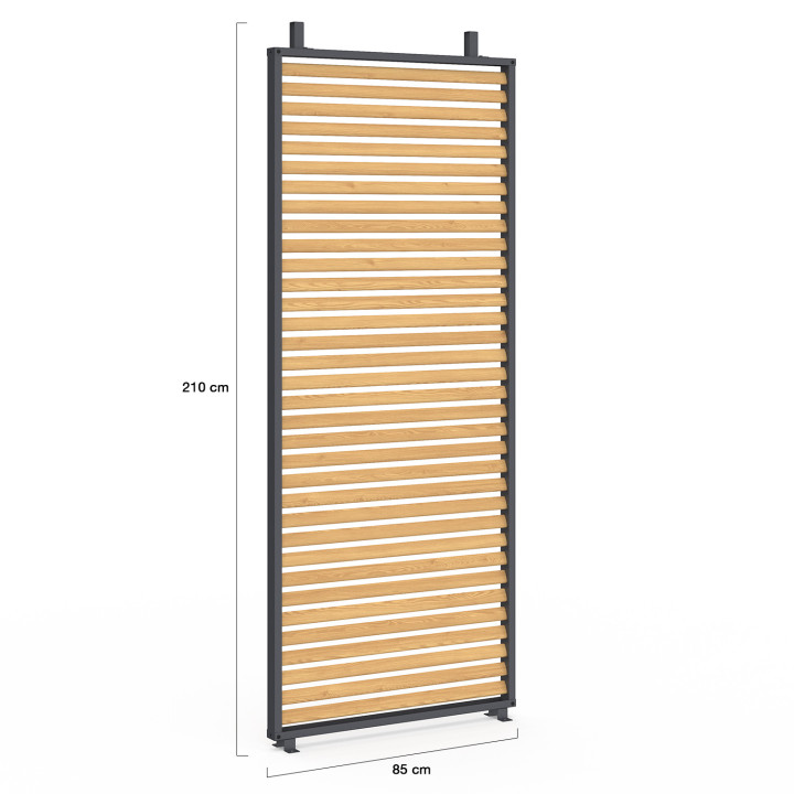 Pergola collector's edition horizontale lamellen met houteffect en oprolbaar dak 3x4M 4 modulaire secties antracietgrijs