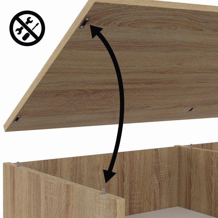 TV-Möbel 140 cm EASY Montage ohne Werkzeug 2 reversible Schiebetüren Holz-Weiß-Effekt