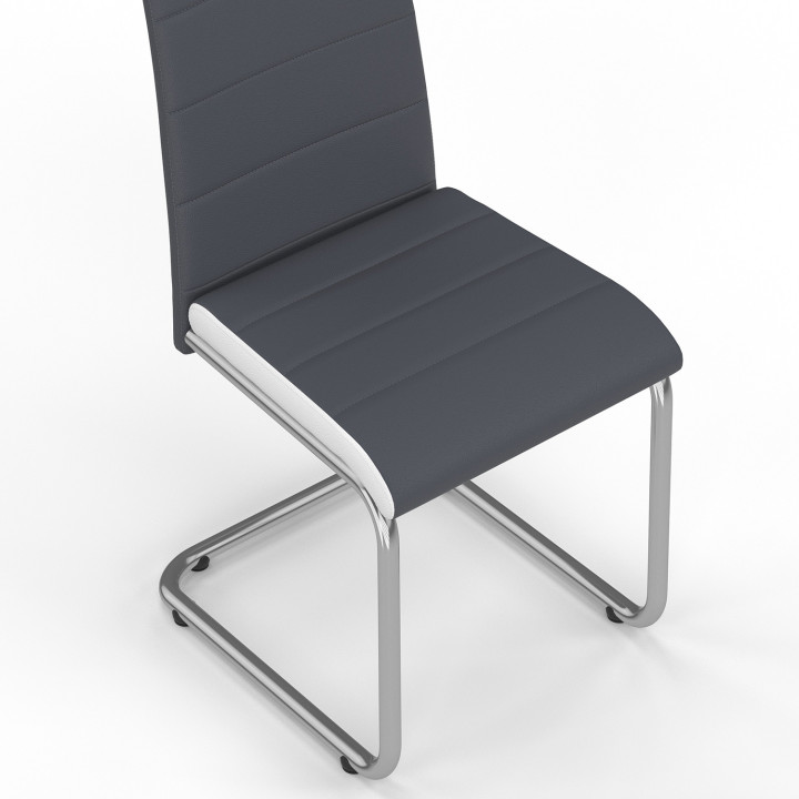 Lot de 4 chaises MIA grises liseré blanc pour salle à manger