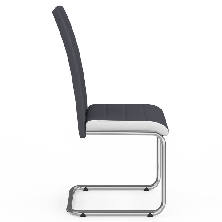 Set 4 goedkope, grijze stoelen met witte zoom - MIA | ID Market