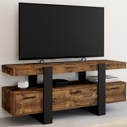 Mueble de TV con cajones de madera envejecida y efecto negro - PHOENIX | ID Market