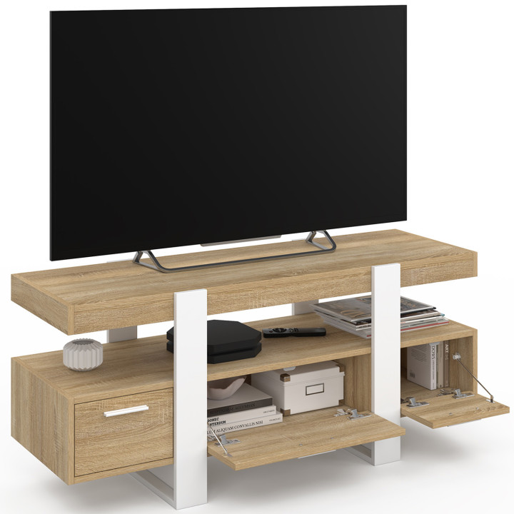 Porta TV bianco e legno con cassetti da 116 cm - PHOENIX | ID Market