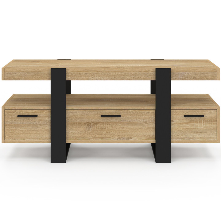 Meuble TV 116 cm PHOENIX avec tiroirs bois et noir