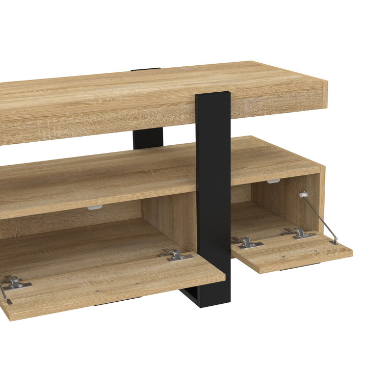 Günstiges TV-Möbel in Schwarz und Holz mit Schubladen - PHOENIX | ID Market