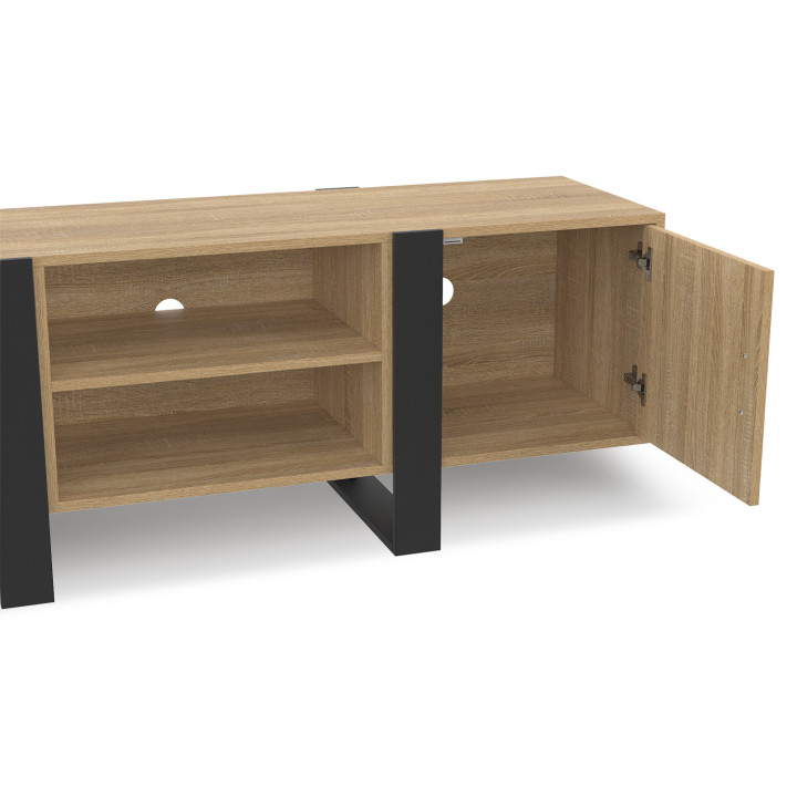 Porta TV a 2 ante in legno e nero 140 cm - PHOENIX | ID Market