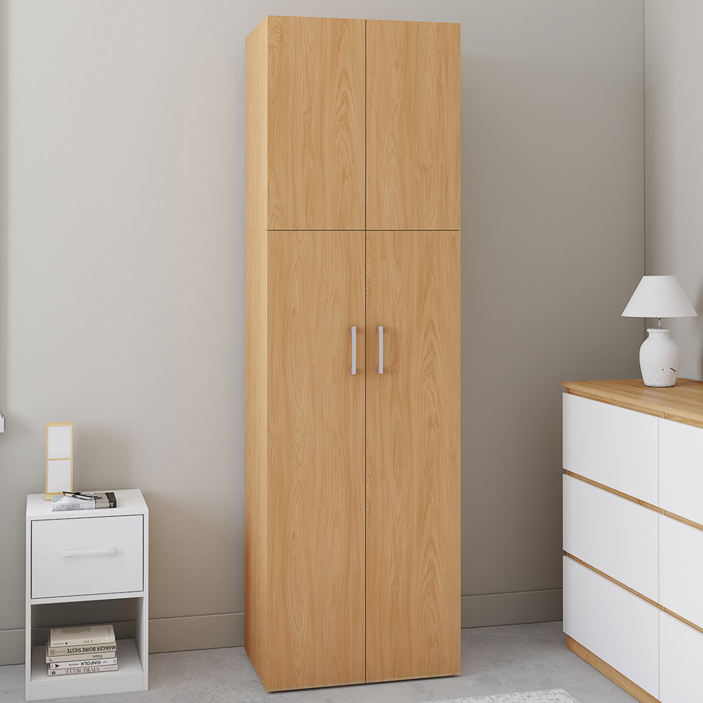 2-türiger Schrank aus Holz Kleiderschrank 50 cm mit Regal
