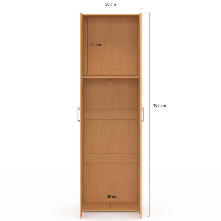 Armoire 2 portes JULIANA façon hêtre penderie 50 cm avec étagère