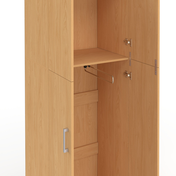 Armoire 2 portes JULIANA façon hêtre penderie 50 cm avec étagère