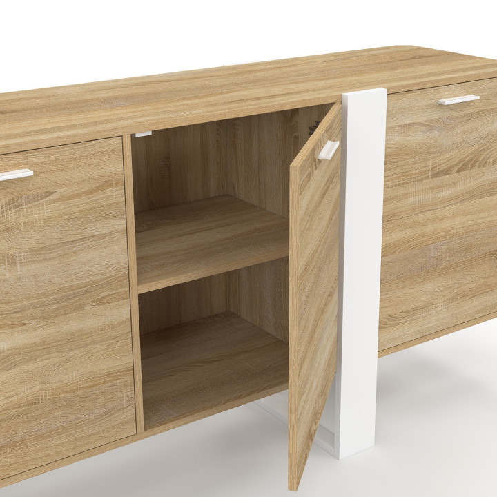 Sideboard 200 cm 4 Türen aus Holz und Weiß - PHOENIX XXL | IdMarket
