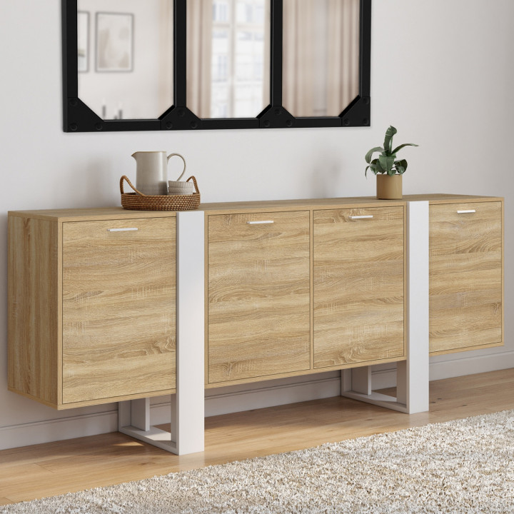Aparador 200 cm 4 puertas madera y blanco - PHOENIX XXL | IdMarket