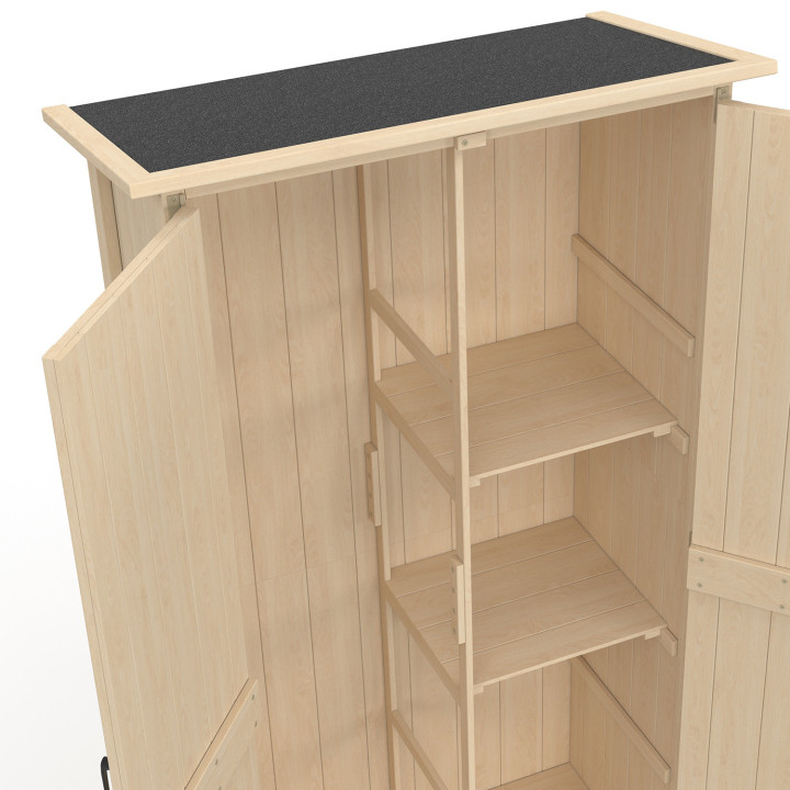 Houten tuinkast 90 x 50 x 160 cm met schuin dak, dubbele deur en planken