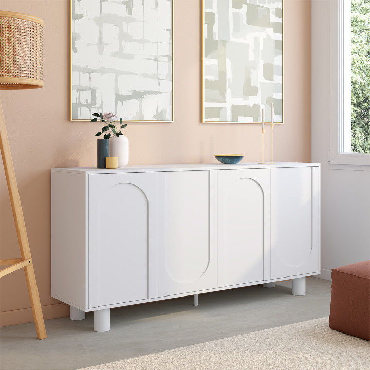 Credenza ARCHIE 160 cm a 4 ante design arche bianco