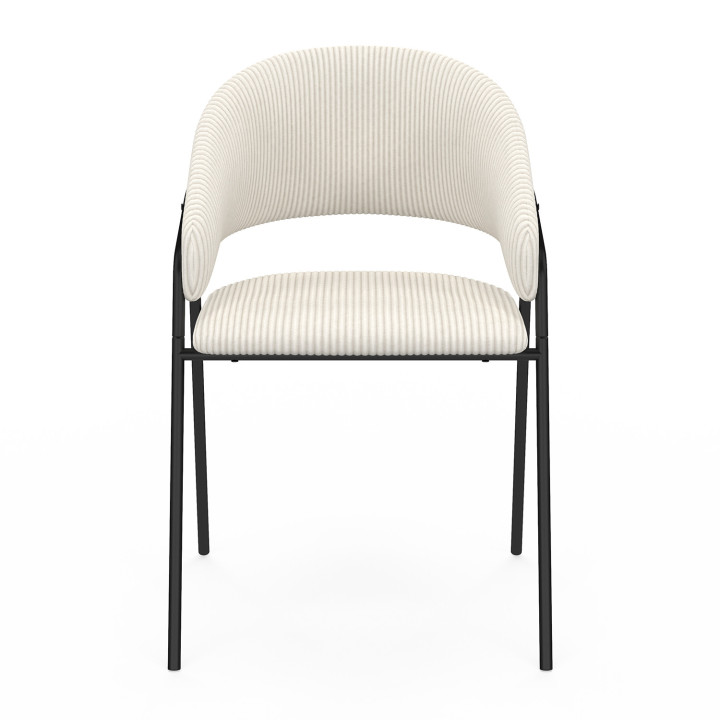 Set di 2 sedie da pranzo VINI in velluto a coste beige con gambe in metallo nero