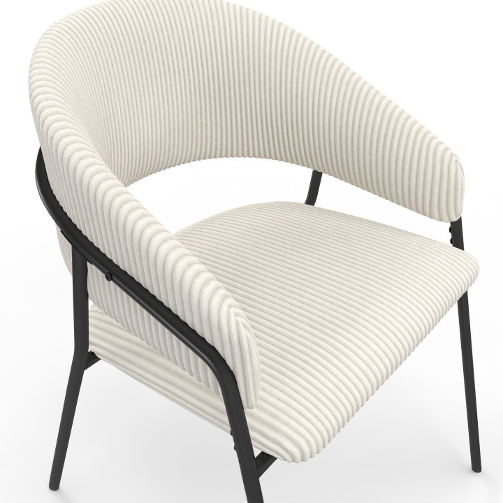 Set di 2 sedie da pranzo VINI in velluto a coste beige con gambe in metallo nero