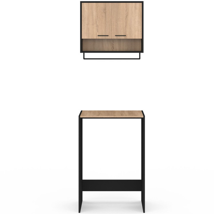 Conjunto de muebles de lavandería de haya y negro para lavadora - WALLIS | The WALLIS Group IDMarket