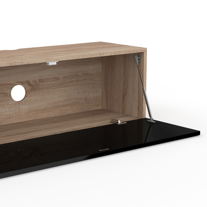 Soporte de TV de pared de 180 cm en negro y madera - ELIO | ID Market