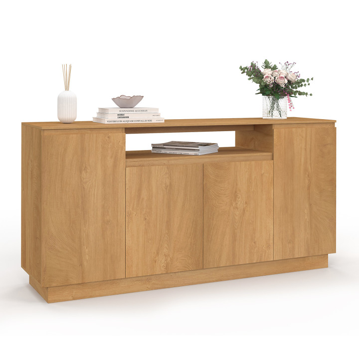 Credenza a 4 ante SERENA 160 cm con nicchia centrale effetto legno