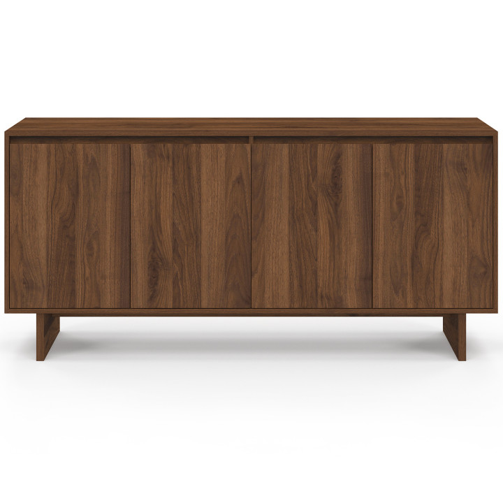 Buffet 160 cm CAPUCINE 4 portes façon noyer design arrondi