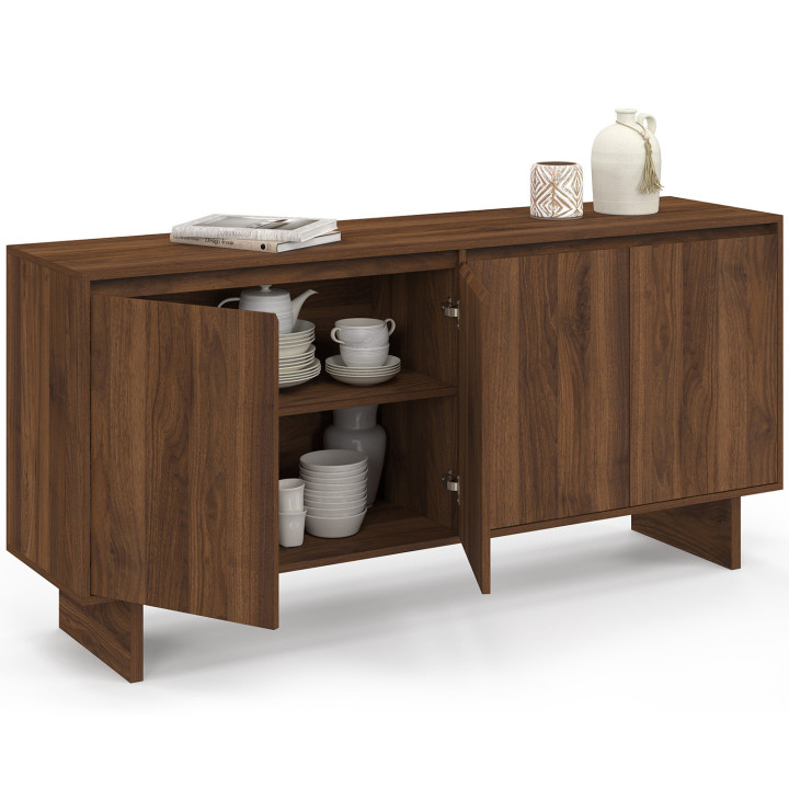Buffet 160 cm CAPUCINE 4 portes façon noyer design arrondi