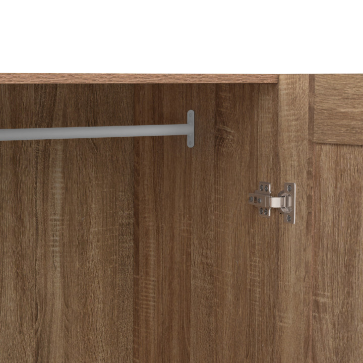 Schrank mit großer Garderobe 80 cm und Regalen aus Holz in Buchenoptik - VITO | ID Market