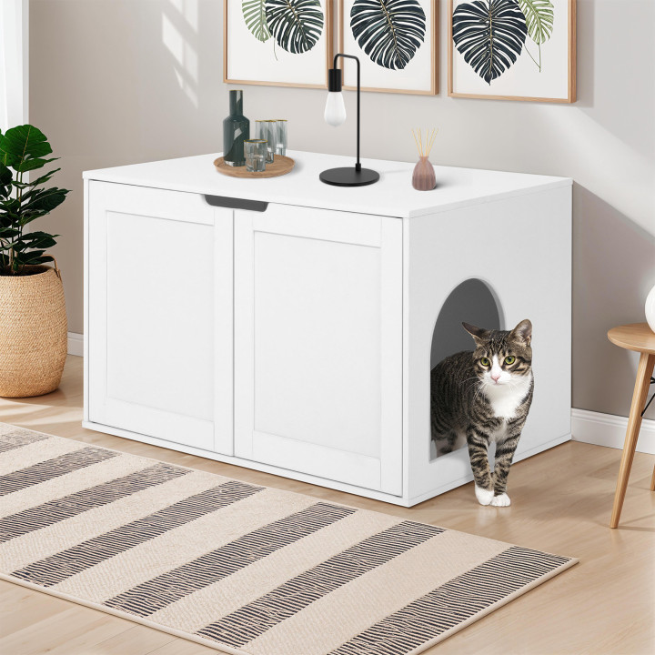 Aseo para gatos - puertas dobles blanco | ID Market