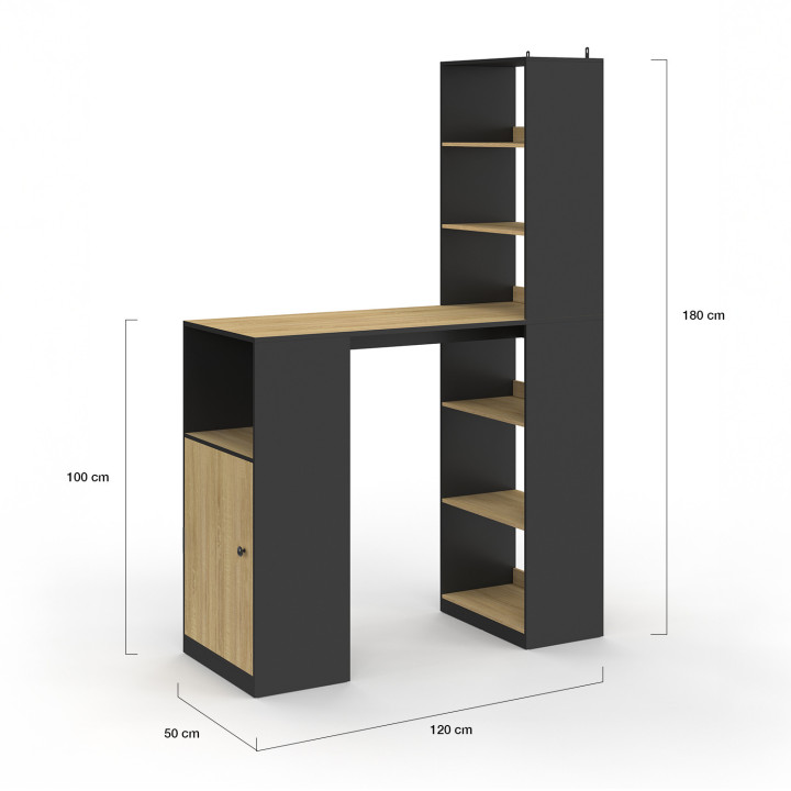 Bürotisch mit Stauraum in Schwarz und Holz - LUNG || LUNG IDMarket