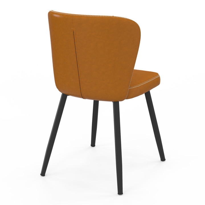 Set van 4 bruine ISAURE stoelen met stiksels en zwarte metalen poten